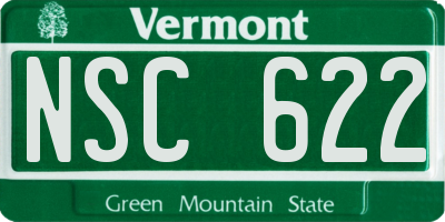 VT license plate NSC622