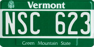 VT license plate NSC623