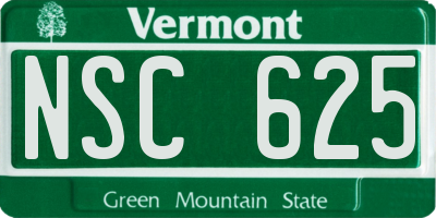 VT license plate NSC625