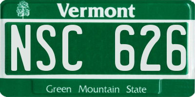 VT license plate NSC626