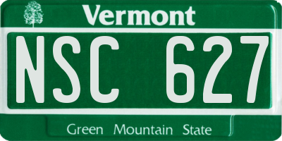 VT license plate NSC627