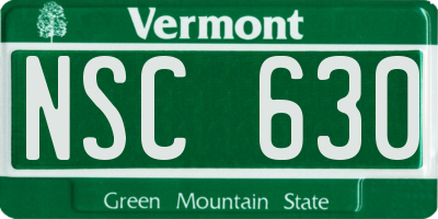 VT license plate NSC630