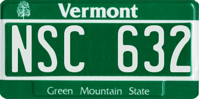 VT license plate NSC632