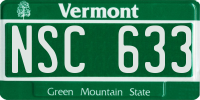 VT license plate NSC633