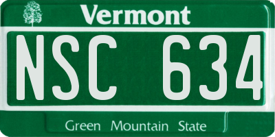 VT license plate NSC634