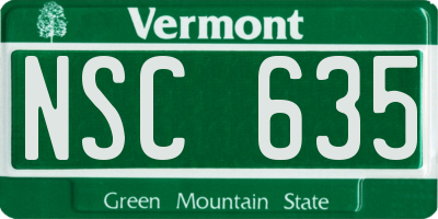 VT license plate NSC635