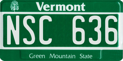 VT license plate NSC636
