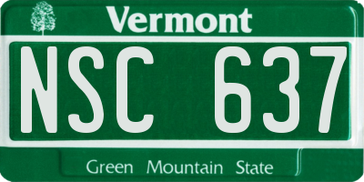 VT license plate NSC637