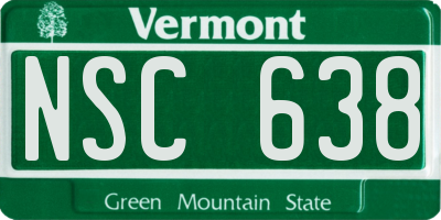 VT license plate NSC638