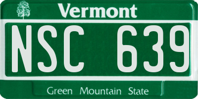 VT license plate NSC639
