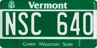 VT license plate NSC640