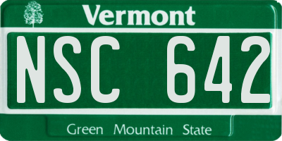 VT license plate NSC642