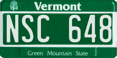 VT license plate NSC648