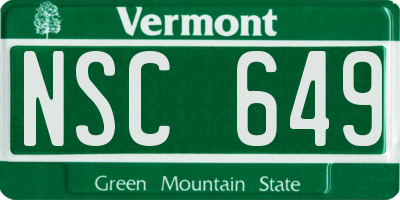 VT license plate NSC649