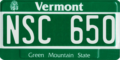 VT license plate NSC650