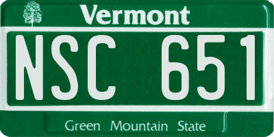 VT license plate NSC651