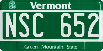 VT license plate NSC652