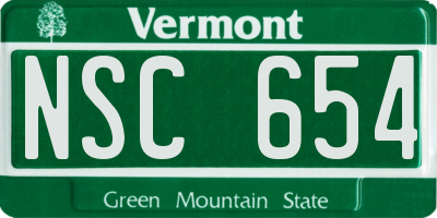 VT license plate NSC654