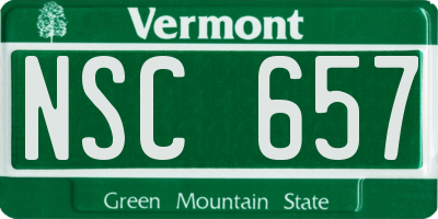 VT license plate NSC657