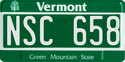 VT license plate NSC658