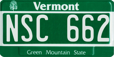 VT license plate NSC662