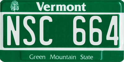 VT license plate NSC664