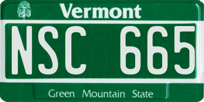 VT license plate NSC665