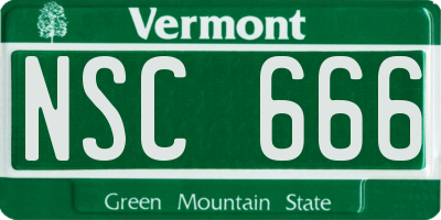 VT license plate NSC666