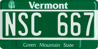 VT license plate NSC667