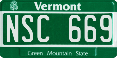 VT license plate NSC669