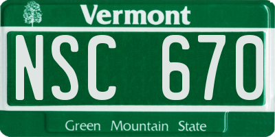 VT license plate NSC670