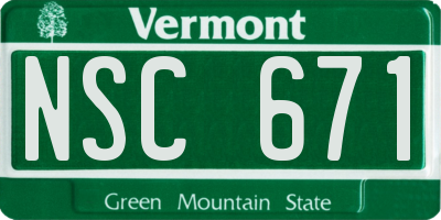 VT license plate NSC671