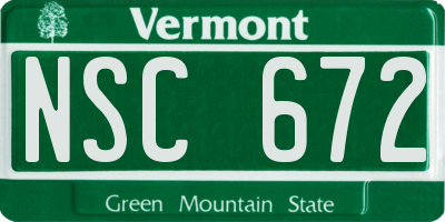 VT license plate NSC672