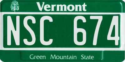 VT license plate NSC674