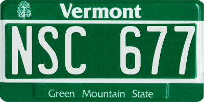 VT license plate NSC677