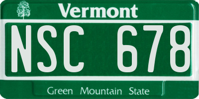 VT license plate NSC678
