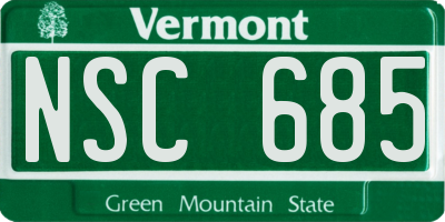 VT license plate NSC685