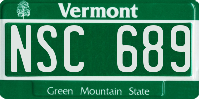 VT license plate NSC689