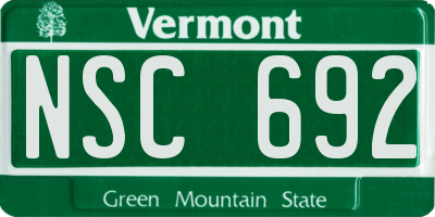 VT license plate NSC692