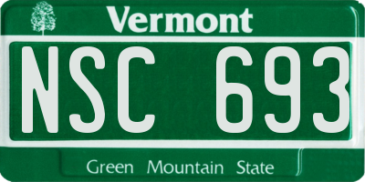 VT license plate NSC693