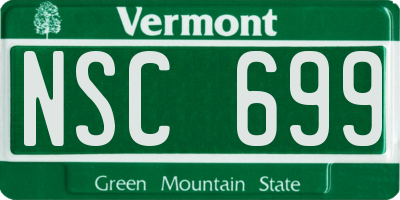 VT license plate NSC699
