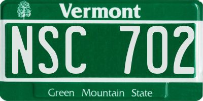 VT license plate NSC702