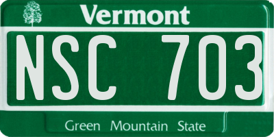 VT license plate NSC703