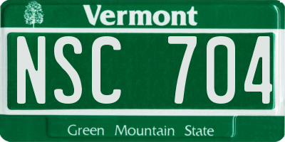 VT license plate NSC704