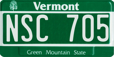 VT license plate NSC705