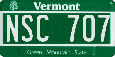 VT license plate NSC707