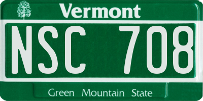 VT license plate NSC708