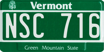 VT license plate NSC716