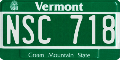 VT license plate NSC718
