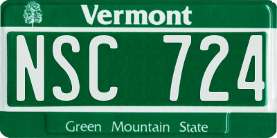 VT license plate NSC724
